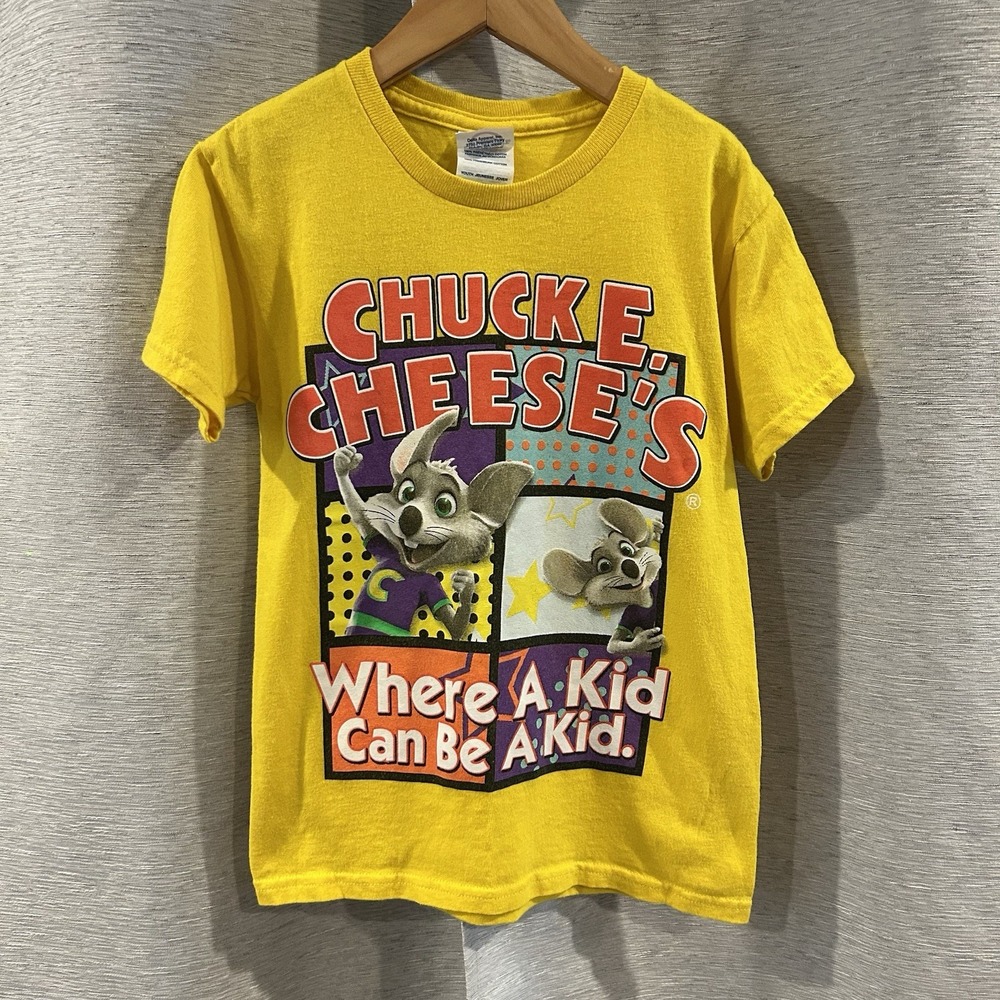 Chuck E Cheese "Where A Kid Can Be A Kid" Yellow Shirt Youth Small‎